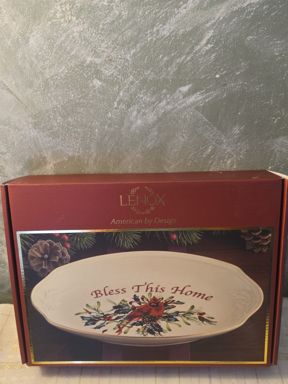 Lenox 'Bless This Home' Winter Greeting Oval Platter Cardinal 11in New
